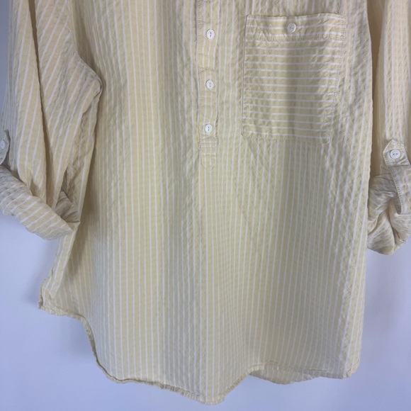 Chico's Light Yellow Striped Button Down Shirt, Tunic Shirt Size:4 USA 20/22 - Picture 4 of 13